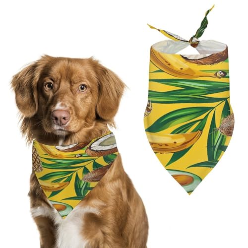 Hundehalstücher mit gelbem Obstmuster, niedlich, weiche Baumwolle, waschbar, für den täglichen Sommer, langlebig, dreieckig, wendbar, geeignet für kleine, mittelgroße und große Hunde und Katzen Hundehalstücher mit gelbem Obstmuster, niedlich, weiche Baumwolle, waschbar, für den täglichen Sommer, langlebig, dreieckig, wendbar, geeignet für kleine, mittelgroße und große Hunde und Katzen von ERSTSNCK