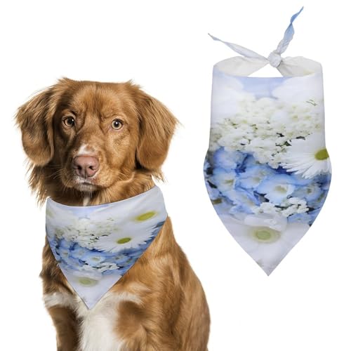Hundehalstücher mit schönen weißen blauen Blumen, niedlich, weiche Baumwolle, waschbar, für den täglichen Sommer, langlebig, dreieckig, wendbar, geeignet für kleine, mittelgroße und große Hunde und Hundehalstücher mit schönen weißen blauen Blumen, niedlich, weiche Baumwolle, waschbar, für den täglichen Sommer, langlebig, dreieckig, wendbar, geeignet für kleine, mittelgroße und große Hunde und von ERSTSNCK
