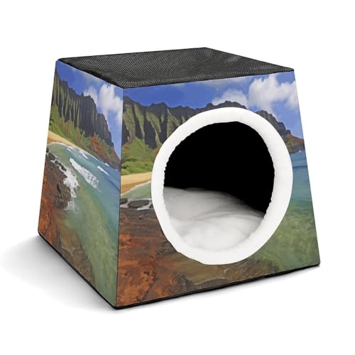 Kauai Hawaii Seashore Haustierhütte, bequemes Nest für Haustiere, Weltraumkapsel, warm, weich, für den Innenbereich, Haustierhaus für Innenkatzen, kleine Hunde und mittelgroße Tiere Kauai Hawaii Seashore Haustierhütte, bequemes Nest für Haustiere, Weltraumkapsel, warm, weich, für den Innenbereich, Haustierhaus für Innenkatzen, kleine Hunde und mittelgroße Tiere von ERSTSNCK