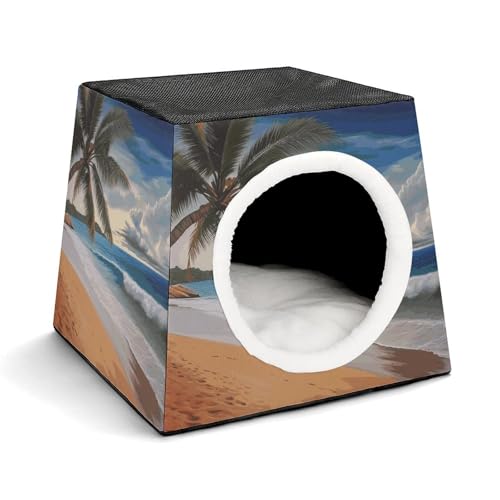 Kokospalme, Sandstrand, Haustierhütte, bequemes Nest für Haustiere, Weltraumkapsel, warm, weich, für den Innenbereich, Haustierhaus für Innenkatzen, kleine Hunde und mittelgroße Tiere Kokospalme, Sandstrand, Haustierhütte, bequemes Nest für Haustiere, Weltraumkapsel, warm, weich, für den Innenbereich, Haustierhaus für Innenkatzen, kleine Hunde und mittelgroße Tiere von ERSTSNCK