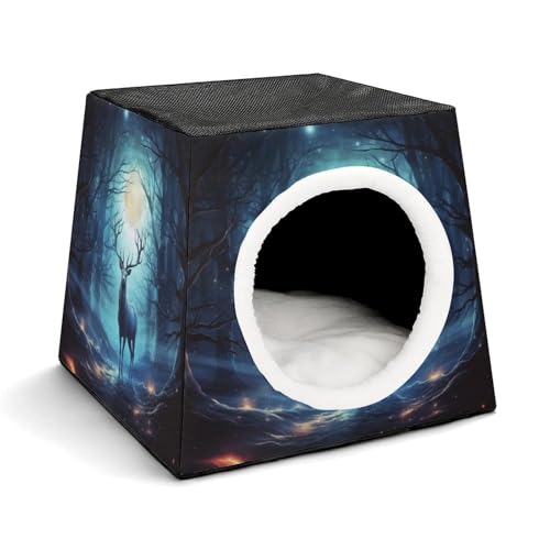 Moonlight Hirsch Haustierhütte Komfortables Nest für Haustiere Weltraumkapsel Warm Weich Indoor Pet Shelter Space Pet House for Indoor Cats Small Dogs and Medium Animal von ERSTSNCK