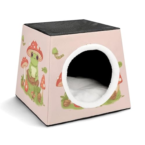 Niedliche Frösche und Pilze, Haustierhütte, bequemes Nest für Haustiere, Weltraumkapsel, warm, weich, für den Innenbereich, Haustierhaus für Katzen, kleine Hunde und mittelgroße Tiere Niedliche Frösche und Pilze, Haustierhütte, bequemes Nest für Haustiere, Weltraumkapsel, warm, weich, für den Innenbereich, Haustierhaus für Katzen, kleine Hunde und mittelgroße Tiere von ERSTSNCK
