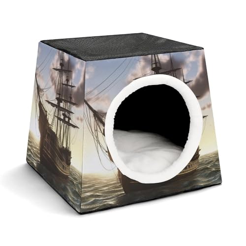 Piratenschiff-Haustierhütte, bequemes Nest für Haustiere, Weltraumkapsel, warm, weich, für den Innenbereich, Haustierhaus für Innenkatzen, kleine Hunde und mittelgroße Tiere Piratenschiff-Haustierhütte, bequemes Nest für Haustiere, Weltraumkapsel, warm, weich, für den Innenbereich, Haustierhaus für Innenkatzen, kleine Hunde und mittelgroße Tiere von ERSTSNCK