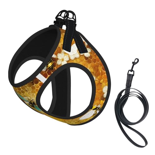 Bee Flying Print Harness Leash Set For Cat Dog, Reflective Adjustable Escape-Proof Vest Lead With Soft Breathable Mesh For Small Pets And Kitten Puppy von ERhoug