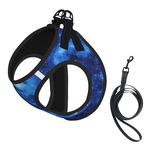 Blue Universe Weltraum-Galaxie-Druckgeschirr-Set für Katzen und Hunde, reflektierend, verstellbar, ausbruchsicher, mit weichem, atmungsaktivem Netzgewebe, für kleine Haustiere und Kätzchen, Welpen Blue Universe Weltraum-Galaxie-Druckgeschirr-Set für Katzen und Hunde, reflektierend, verstellbar, ausbruchsicher, mit weichem, atmungsaktivem Netzgewebe, für kleine Haustiere und Kätzchen, Welpen von ERhoug