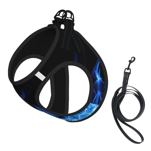 Geschirr-Set für Katzen und Hunde, reflektierend, verstellbar, ausbruchsicher, mit weichem, atmungsaktivem Netzgewebe, für kleine Haustiere und Welpen, Blau von ERhoug