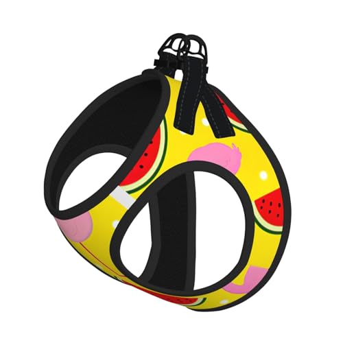 Geschirr-Set für Katzen und Hunde, reflektierend, verstellbar, ausbruchsicher, mit weichem, atmungsaktivem Netzgewebe, für kleine Haustiere und Welpen, Rosa mit Flamingo- und Wassermelonen-Print Geschirr-Set für Katzen und Hunde, reflektierend, verstellbar, ausbruchsicher, mit weichem, atmungsaktivem Netzgewebe, für kleine Haustiere und Welpen, Rosa mit Flamingo- und Wassermelonen-Print von ERhoug