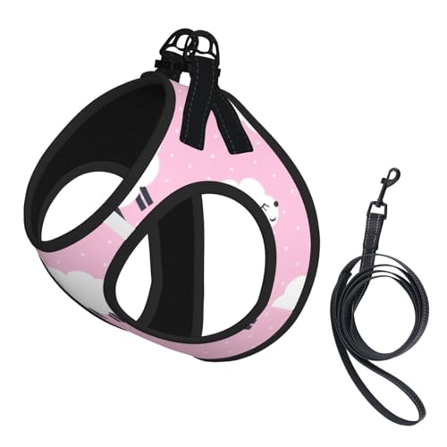 Geschirr-Set für Katzen und Hunde, reflektierend, verstellbar, ausbruchsicher, mit weichem, atmungsaktivem Netzgewebe, für kleine Haustiere und Welpen, Rot von ERhoug