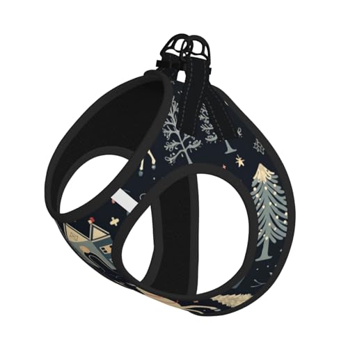 House Deer Tree Hundegeschirr mit Weihnachtsdruck, reflektierend, verstellbar, ausbruchsicher, mit weichem, atmungsaktivem Netzgewebe, für kleine Haustiere und Kätzchen, Welpen von ERhoug