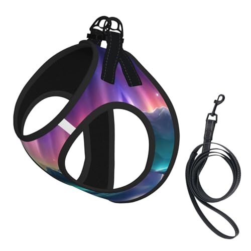 Hundegeschirr mit Aufdruck "Dark Northern Lights", reflektierend, verstellbar, ausbruchsicher, mit weichem, atmungsaktivem Netzgewebe, für kleine Haustiere und Kätzchen, Welpen von ERhoug