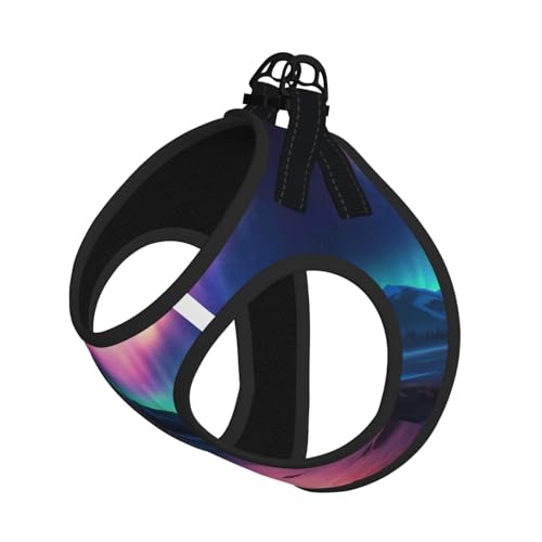 Hundegeschirr mit Aufdruck "Dark Northern Lights", reflektierend, verstellbar, ausbruchsicher, mit weichem, atmungsaktivem Netzgewebe, für kleine Haustiere und Kätzchen, Welpen von ERhoug