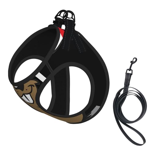 Hundegeschirr mit Biber-Druck, reflektierend, verstellbar, ausbruchsicher, mit weichem, atmungsaktivem Netzgewebe, für kleine Haustiere und Kätzchen, Welpen von ERhoug