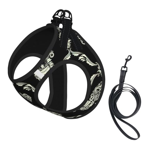 Hundegeschirr mit Blumenschädel und Ornament-Muster, für Katzen und Hunde, reflektierend, verstellbar, ausbruchsicher, mit weichem, atmungsaktivem Netzgewebe, für kleine Haustiere und Kätzchen, Welpen von ERhoug