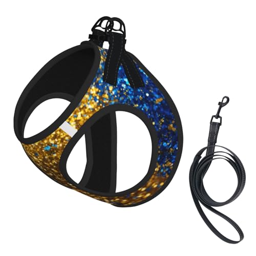 Hundegeschirr mit Glitzermuster, reflektierend, verstellbar, ausbruchsicher, mit weichem, atmungsaktivem Netzgewebe, für kleine Haustiere und Kätzchen, Welpen von ERhoug