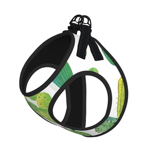 Hundegeschirr mit Kaktus-Druck, reflektierend, verstellbar, ausbruchsicher, mit weichem, atmungsaktivem Netzgewebe, für kleine Haustiere und Kätzchen, Welpen von ERhoug