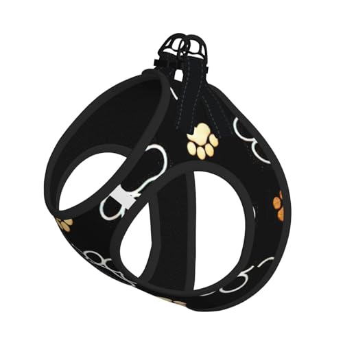 Hundegeschirr mit Pfotenabdruck-Motiv, reflektierend, verstellbar, ausbruchsicher, mit weichem, atmungsaktivem Netzgewebe, für kleine Haustiere und Kätzchen, Welpen von ERhoug