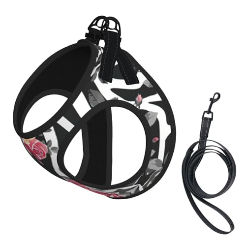 Hundegeschirr mit Rosen, Blumen- und Zebrastreifen, reflektierend, verstellbar, ausbruchsicher, mit weichem, atmungsaktivem Netzgewebe, für kleine Haustiere und Kätzchen, Welpen Hundegeschirr mit Rosen, Blumen- und Zebrastreifen, reflektierend, verstellbar, ausbruchsicher, mit weichem, atmungsaktivem Netzgewebe, für kleine Haustiere und Kätzchen, Welpen von ERhoug