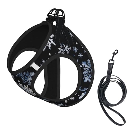 Hundegeschirr mit Schneemann- und Schneeflocken-Aufdruck, reflektierend, verstellbar, ausbruchsicher, mit weichem, atmungsaktivem Netzgewebe, für kleine Haustiere und Kätzchen, Welpen von ERhoug