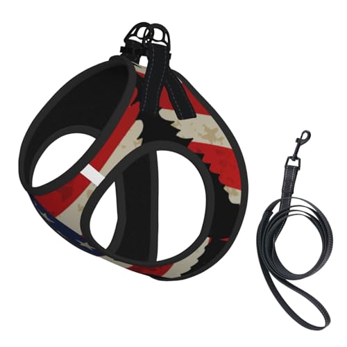 Hundegeschirr mit amerikanischem Adler und Flagge, reflektierend, verstellbar, ausbruchsicher, mit weichem, atmungsaktivem Netzgewebe, für kleine Haustiere und Kätzchen, Welpen von ERhoug