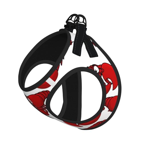 Hundegeschirr mit rotem Hummer-Druck, reflektierend, verstellbar, ausbruchsicher, mit weichem, atmungsaktivem Netzgewebe, für kleine Haustiere und Kätzchen, Welpen von ERhoug