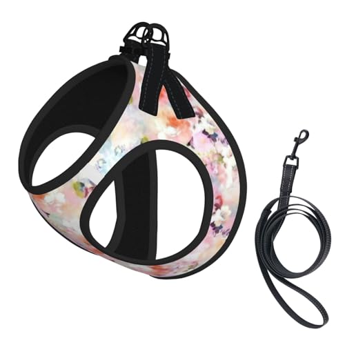 Hundegeschirr mit schönem rosa Blumendruck, reflektierend, verstellbar, ausbruchsicher, mit weichem, atmungsaktivem Netzgewebe, für kleine Haustiere und Kätzchen, Welpen Hundegeschirr mit schönem rosa Blumendruck, reflektierend, verstellbar, ausbruchsicher, mit weichem, atmungsaktivem Netzgewebe, für kleine Haustiere und Kätzchen, Welpen von ERhoug
