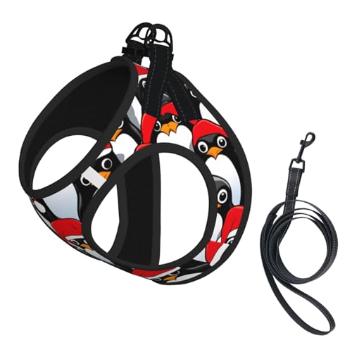 Hundegeschirr mit weihnachtlichem Pinguin-Druck, reflektierend, verstellbar, ausbruchsicher, mit weichem, atmungsaktivem Netzgewebe, für kleine Haustiere und Kätzchen, Welpen von ERhoug