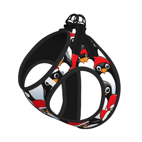 Hundegeschirr mit weihnachtlichem Pinguin-Druck, reflektierend, verstellbar, ausbruchsicher, mit weichem, atmungsaktivem Netzgewebe, für kleine Haustiere und Kätzchen, Welpen von ERhoug