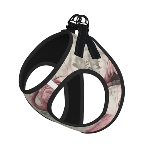 Ink Flamingos Print Geschirr Leine Set für Katze Hund, reflektierend, verstellbar, ausbruchsicher, mit weichem, atmungsaktivem Netzstoff, für kleine Haustiere und Kätzchen, Welpen von ERhoug