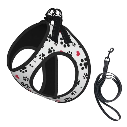 Love Cat Paw Heart Puppy Foot Print Harness Leash Set For Cat Dog, Reflective Adjustable Escape-Proof Vest Lead With Soft Breathable Mesh For Small Pets And Kitten Puppy Love Cat Paw Heart Puppy Foot Print Harness Leash Set For Cat Dog, Reflective Adjustable Escape-Proof Vest Lead With Soft Breathable Mesh For Small Pets And Kitten Puppy von ERhoug