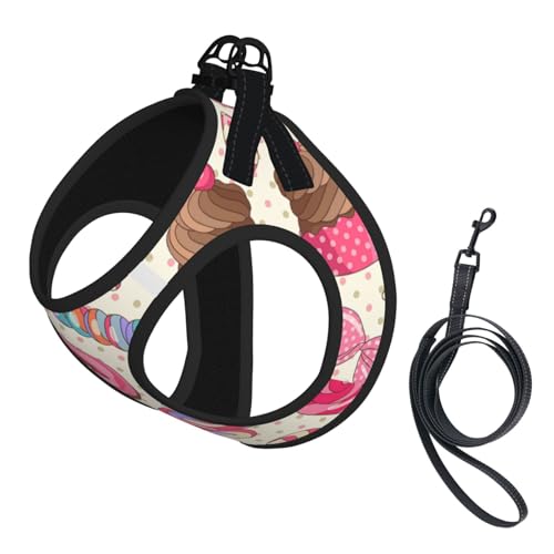 Sweet Lollipop Geschirr mit Cupcake-Aufdruck, Leinen-Set für Katzen und Hunde, reflektierend, verstellbar, ausbruchsicher, mit weichem, atmungsaktivem Netzgewebe, für kleine Haustiere und Kätzchen Sweet Lollipop Geschirr mit Cupcake-Aufdruck, Leinen-Set für Katzen und Hunde, reflektierend, verstellbar, ausbruchsicher, mit weichem, atmungsaktivem Netzgewebe, für kleine Haustiere und Kätzchen von ERhoug
