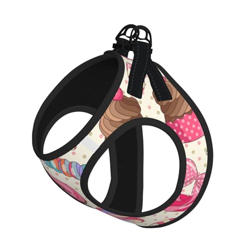 Sweet Lollipop Geschirr mit Cupcake-Aufdruck, Leinen-Set für Katzen und Hunde, reflektierend, verstellbar, ausbruchsicher, mit weichem, atmungsaktivem Netzgewebe, für kleine Haustiere und Kätzchen von ERhoug
