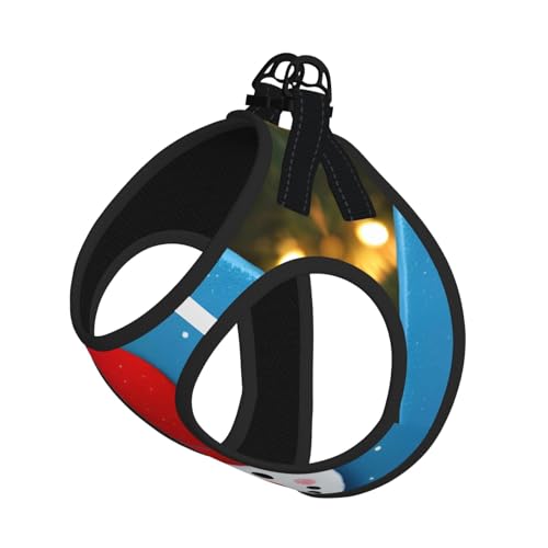 Weihnachtsgeschirr-Set mit Schneemann-Druck, reflektierend, verstellbar, ausbruchsicher, mit weichem, atmungsaktivem Netzgewebe, für kleine Haustiere und Kätzchen, Welpen von ERhoug