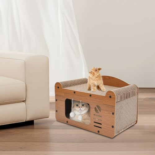 ERnonde 2 in 1 Wellpapier Katzenhaus mit Spielbällen und Katzenkratzbrett Kratzmatte Katze Kratzbrett für Katzen Katzenbett für Unterbringung von Katzen, Kätzchen, Hunden Haustieren unter 22,05 Pfund ERnonde 2 in 1 Wellpapier Katzenhaus mit Spielbällen und Katzenkratzbrett Kratzmatte Katze Kratzbrett für Katzen Katzenbett für Unterbringung von Katzen, Kätzchen, Hunden Haustieren unter 22,05 Pfund von ERnonde