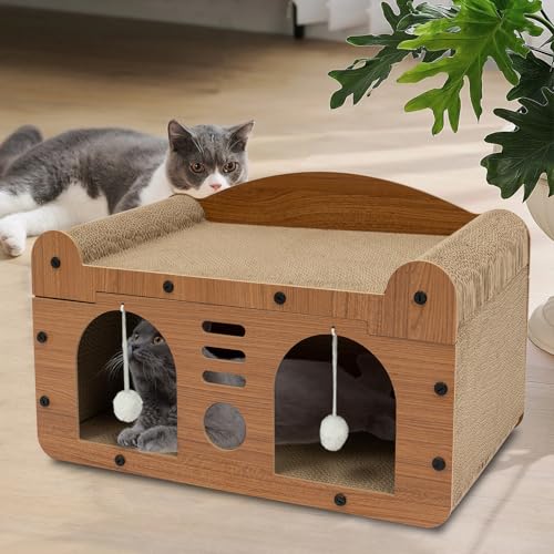 Katzenhaus, ERnonde 2 in 1 Haustier Katzenhaus mit Katzenkratzbrett und Spielbällen Vergrößerte und Verdickte Katzenbett die Katzen Spielen und Sich Ausruhen Können Katzenhaus, ERnonde 2 in 1 Haustier Katzenhaus mit Katzenkratzbrett und Spielbällen Vergrößerte und Verdickte Katzenbett die Katzen Spielen und Sich Ausruhen Können von ERnonde