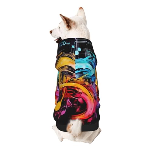 Bunte Musiknoten für kleine Haustiere, Kapuzenpullover, Haustierkleidung, weich und atmungsaktiv, fusselt nicht leicht Bunte Musiknoten für kleine Haustiere, Kapuzenpullover, Haustierkleidung, weich und atmungsaktiv, fusselt nicht leicht von ESASAM