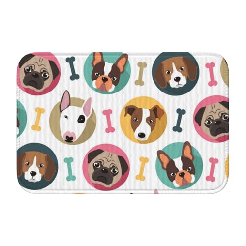 ESASAM Fußmatte mit Hundemuster, 40 x 60 cm, mit Kristallsamt-Einfassung, stilvolle und vielseitige Indoor-/Outdoor-Matte, Eingangsmatte, Küchenmatte, Badezimmermatte, dekorative Matte ESASAM Fußmatte mit Hundemuster, 40 x 60 cm, mit Kristallsamt-Einfassung, stilvolle und vielseitige Indoor-/Outdoor-Matte, Eingangsmatte, Küchenmatte, Badezimmermatte, dekorative Matte von ESASAM