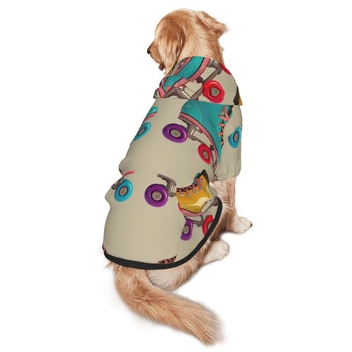 Farbenfroher Retro-Rollschuh-Pullover für große und mittelgroße Haustiere, stilvoll und schön, warm und bequem von ESASAM
