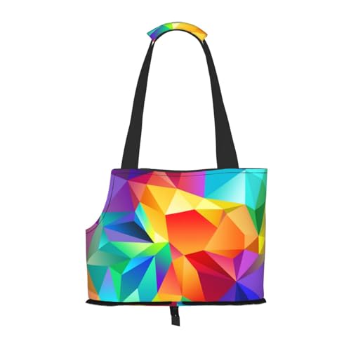 Geometrische Haustier-Tragetasche in Regenbogenfarben, kompakt und bequem, tragbare Haustier-Tragetasche für Reisen, von Fluggesellschaften zugelassen, Haustier-Tragetasche, Outdoor- und faltbare Geometrische Haustier-Tragetasche in Regenbogenfarben, kompakt und bequem, tragbare Haustier-Tragetasche für Reisen, von Fluggesellschaften zugelassen, Haustier-Tragetasche, Outdoor- und faltbare von ESASAM