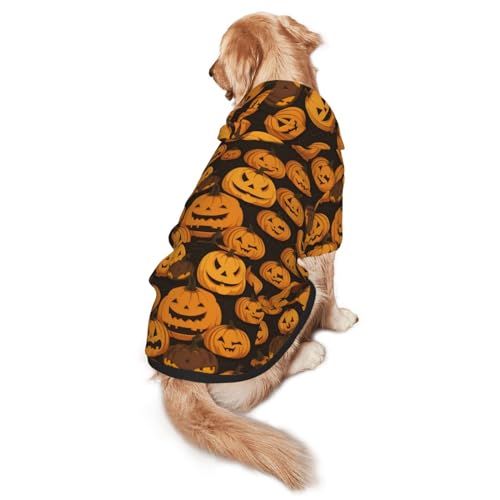 Halloween-Kürbis-Muster, große und mittelgroße Haustiere, Kapuzenpullover, stilvoll und schön, warm und bequem von ESASAM