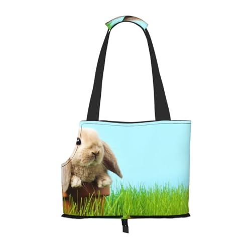 Hase auf grünem Gras, tragbar, faltbar, Haustier-Umhängetasche, Reisebegleiter von kleinen Cutes von ESASAM