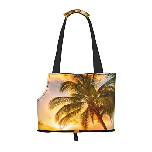 Haustier-Tragetasche mit tropischem Strand, Palme, Sonnenuntergang, kompakt und bequem, tragbare Haustier-Tragetasche für Reisen, von Fluggesellschaften zugelassen, Haustier-Tragetasche, Outdoor- und Haustier-Tragetasche mit tropischem Strand, Palme, Sonnenuntergang, kompakt und bequem, tragbare Haustier-Tragetasche für Reisen, von Fluggesellschaften zugelassen, Haustier-Tragetasche, Outdoor- und von ESASAM