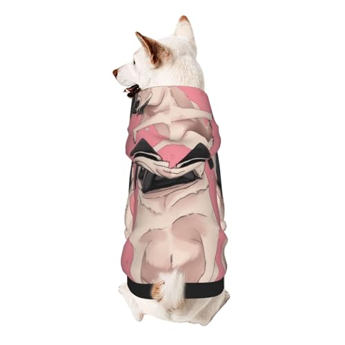Kapuzenpullover für kleine Haustiere, Mops, rosa Hintergrund, weich und atmungsaktiv, fusselt nicht leicht von ESASAM