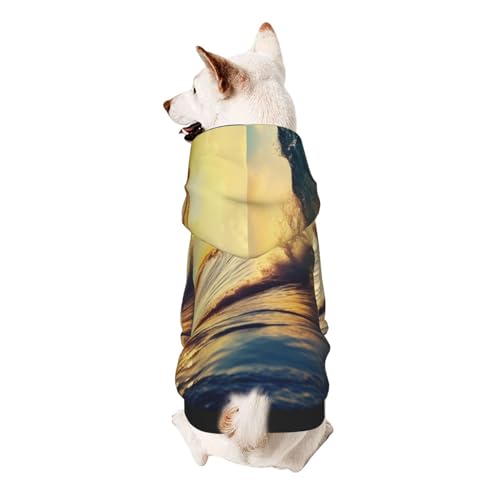 Kapuzenpullover für kleine Haustiere, Motiv: Sonnenuntergang, Meer und Surfen, weich und atmungsaktiv, fusselt nicht leicht von ESASAM