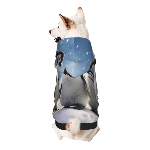 Kapuzenpullover für kleine Haustiere, Motiv: junge Pinguine mit Schnee, weich und atmungsaktiv, fusselt nicht leicht von ESASAM