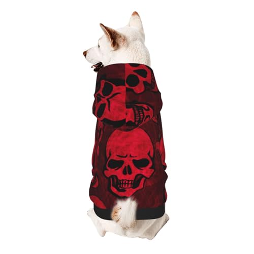 Kapuzenpullover für kleine Haustiere, Motiv: rote Totenköpfe, weich und atmungsaktiv, fusselt nicht leicht Kapuzenpullover für kleine Haustiere, Motiv: rote Totenköpfe, weich und atmungsaktiv, fusselt nicht leicht von ESASAM