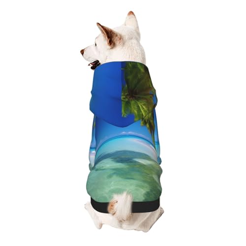 Kapuzenpullover für kleine Haustiere, Palmen und klares Meer, weich und atmungsaktiv, fusselt nicht leicht Kapuzenpullover für kleine Haustiere, Palmen und klares Meer, weich und atmungsaktiv, fusselt nicht leicht von ESASAM