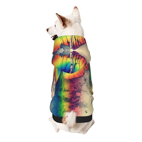 Kapuzenpullover für kleine Haustiere, Regenbogen-Schmetterling, weich und atmungsaktiv, fusselt nicht leicht von ESASAM