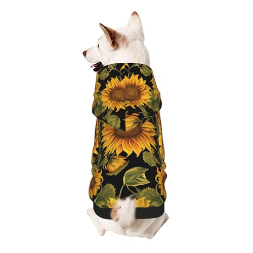 Kapuzenpullover für kleine Haustiere, Sonnenblumenmuster, weich und atmungsaktiv, fusselt nicht leicht von ESASAM