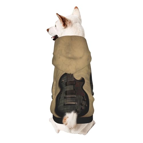 Kapuzenpullover für kleine Haustiere, Vintage-Musikgitarre, weich und atmungsaktiv, fusselt nicht leicht von ESASAM