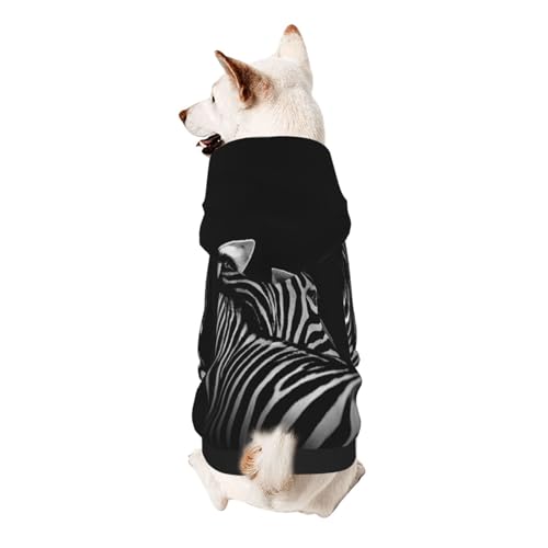 Kapuzenpullover für kleine Haustiere, Zebramuster, weich und atmungsaktiv, fusselfrei, Schwarz / Weiß von ESASAM